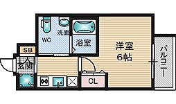Osaka Metro御堂筋線 新大阪駅 徒歩10分の賃貸マンション 6階1Kの間取り