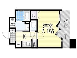 阪急京都本線 茨木市駅 徒歩4分の賃貸マンション 6階1Kの間取り