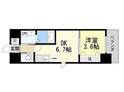 Osaka Metro御堂筋線 江坂駅 徒歩7分の賃貸マンション 10階1DKの間取り