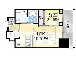 北大阪急行電鉄 江坂駅 徒歩5分の賃貸マンション 11階1LDKの間取り