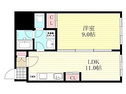 Osaka Metro御堂筋線 東三国駅 徒歩3分の賃貸マンション 8階1LDKの間取り