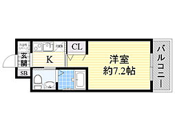 Osaka Metro御堂筋線 江坂駅 徒歩8分の賃貸マンション 8階1Kの間取り