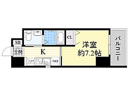 Osaka Metro御堂筋線 江坂駅 徒歩8分の賃貸マンション 7階1Kの間取り