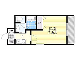 JR東海道・山陽本線 新大阪駅 徒歩10分の賃貸マンション 5階1Kの間取り