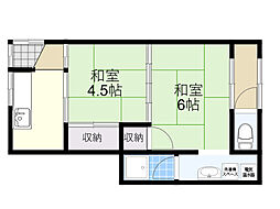 阪急京都本線 相川駅 徒歩15分の賃貸アパート 1階2Kの間取り