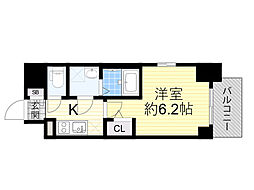 阪急京都本線 淡路駅 徒歩2分の賃貸マンション 6階1Kの間取り