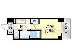 阪急京都本線 淡路駅 徒歩2分の賃貸マンション 11階1Kの間取り