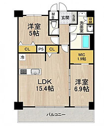 Osaka Metro御堂筋線 新大阪駅 徒歩9分の賃貸マンション 13階2LDKの間取り