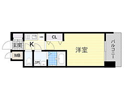 JR東西線 御幣島駅 徒歩9分の賃貸マンション 8階1Kの間取り