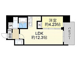 阪急宝塚本線 十三駅 徒歩12分の賃貸マンション 7階1LDKの間取り
