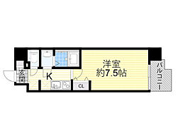 阪急京都本線 崇禅寺駅 徒歩8分の賃貸マンション 6階1Kの間取り