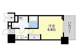 レジュールアッシュ塚本 5階1Kの間取り