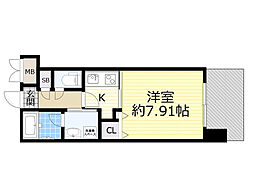 グランシス江坂 9階1Kの間取り