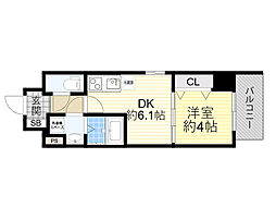 ライブガーデン江坂9 3階1DKの間取り