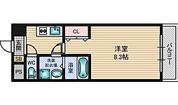 ロイヤルレジデンス新大阪 4階1Kの間取り