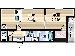 フジパレス下新庄WEST 3階1LDKの間取り
