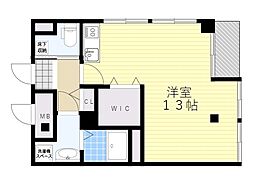 ラフィーネ川西 2階ワンルームの間取り