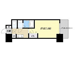 アドバンス江坂ラシュレ 11階1Kの間取り