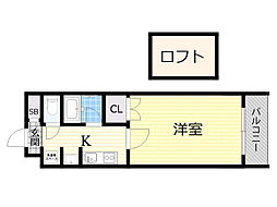 ステュディオ・パレ 11階1Kの間取り