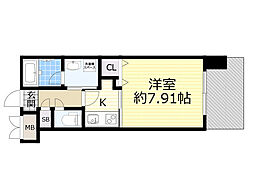 グランシス江坂 7階1Kの間取り