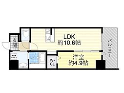 ストーリア茨木 2階1LDKの間取り