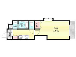 ウィング新北野 3階1Kの間取り