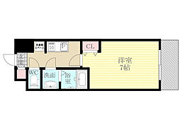 メロディア新北野 10階1Kの間取り