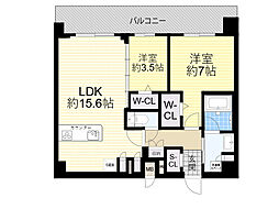 プレサンス東淀川駅前プローシェ 15階2LDKの間取り