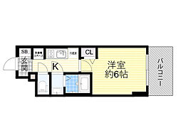 プレサンス塚本アクミリオン 2階1Kの間取り