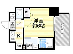 エスリードレジデンス大阪グランノース2 2階1Kの間取り