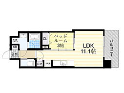 コンフォリア・リヴ東三国駅前ソルテラス 9階1LDKの間取り