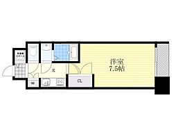 スワンズシティ新大阪プライム 4階1Kの間取り