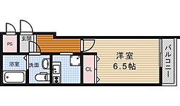 ウインズコート天神 2階1Kの間取り