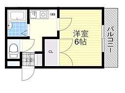 ドミール・豊中 1Kの間取図画像