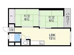 桃山台コーポラス 2LDKの間取図画像