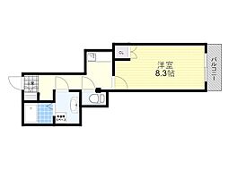 ヴィブレコート2 1Kの間取図画像