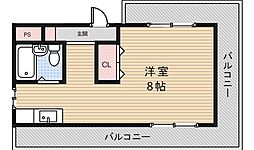 箕面センチュリーロイヤル ワンルームの間取図画像
