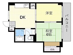 高木マンション 2DKの間取図画像