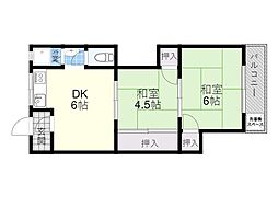 第2柳原マンション 2DKの間取図画像