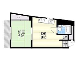エクセレントパート2 1DKの間取図画像