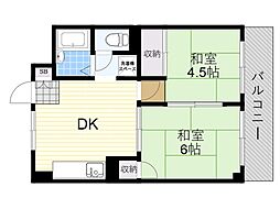 高木マンション 2DKの間取図画像
