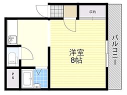 リバーサイド石橋 1Kの間取図画像