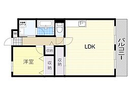 サンフラッツ南桜塚 1LDKの間取図画像