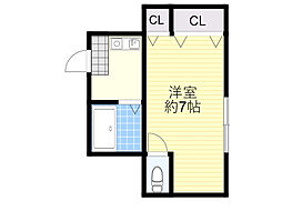 コテージ曽根 1Kの間取図画像