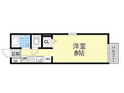 ソレーユ箕面 1Kの間取図画像