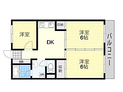シャトー箕面 3DKの間取図画像