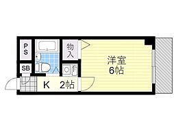 ロイヤルメゾン石橋 1Kの間取図画像