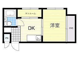 エクセレンス栄光 1DKの間取図画像