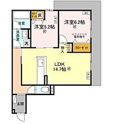 D-residence荘園B 2LDKの間取図画像