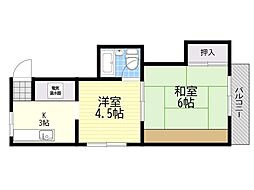 メゾンクレール 2Kの間取図画像
